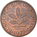 Munten, Federale Duitse Republiek, Pfennig, 1977, Karlsruhe, ZF, Copper Plated