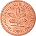 Moneta, Niemcy - RFN, Pfennig, 1989, Hambourg, AU(55-58), Miedź platerowana