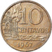 Coin, Brazil, 10 Centavos, 1967, error full uniface strike, AU(50-53)