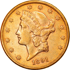 Moeda, Estados Unidos da América, $20, Double Eagle, 1891, San Francisco