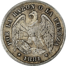 Münze, Chile, 1/2 Decimo, 1881, Santiago, error clashed die, SS, Silber