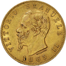 Munten, Italië, Vittorio Emanuele II, 20 Lire, 1865, Torino, ZF, Goud, KM:10.1