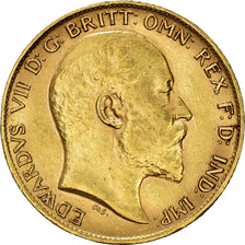 Moeda, Grã-Bretanha, Edward VII, 1/2 Sovereign, 1902, AU(50-53), Dourado