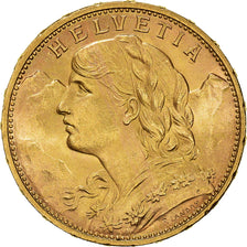 Coin, Switzerland, 20 Francs, 1916, Bern, MS(60-62), Gold, KM:35.1