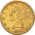 Moneta, Stati Uniti, Coronet Head, $5, Half Eagle, 1881, Philadelphia, BB+, Oro