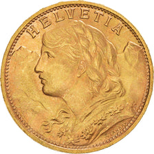 Coin, Switzerland, 20 Francs, 1935, Bern, error collar crack, MS(60-62), Gold