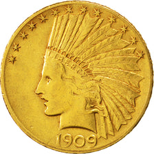 Stati Uniti, Indian Head, $10, Eagle, 1909, U.S. Mint, Philadelphia, BB, Oro,...