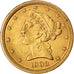 Moneta, Stati Uniti, Coronet Head, $5, Half Eagle, 1908, U.S. Mint