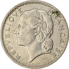 Moneda, Francia, Lavrillier, 5 Francs, 1938, Paris, MBC, Níquel, KM:888