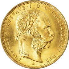 Moneda, Austria, Franz Joseph I, 8 Florins-20 Francs, 1892, SC+, Oro, KM:2269