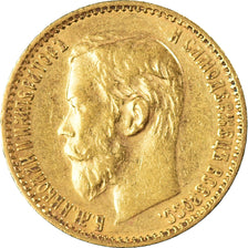 Moneda, Rusia, Nicholas II, 5 Roubles, 1899, St. Petersburg, MBC+, Oro, KM:62