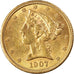 Moneta, Stati Uniti, Coronet Head, $5, Half Eagle, 1907, U.S. Mint