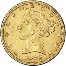 Coin, United States, Coronet Head, $5, Half Eagle, 1882, Philadelphia