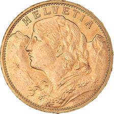 Coin, Switzerland, 20 Francs, 1915, Bern, MS(60-62), Gold, KM:35.1