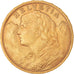 Moneda, Suiza, 20 Francs, 1927, Bern, SC, Oro, KM:35.1