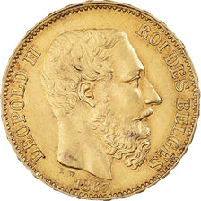 Moeda, Bélgica, Leopold II, 20 Francs, 20 Frank, 1867, AU(55-58), Dourado