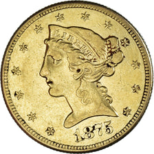 Moneda, Estados Unidos, Coronet Head, $5, Half Eagle, 1875, U.S. Mint, Carson