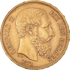 Moneda, Bélgica, Leopold II, 20 Francs, 20 Frank, 1871, Small Date, EBC, Oro