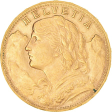 Coin, Switzerland, 20 Francs, 1927, Bern, AU(55-58), Gold, KM:35.1