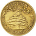 LEBANON, 5 Piastres, 1925, Paris, KM #5.2, EF(40-45), Aluminum-Bronze, Lecompte.