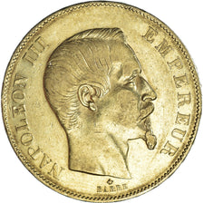 Moneta, Francia, Napoleon III, 50 Francs, 1855, Strasbourg, BB, Oro, KM:785.2