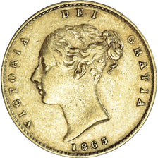 Moeda, Grã-Bretanha, Victoria, 1/2 Sovereign, 1863, London, EF(40-45), Dourado