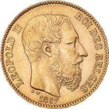 Coin, Belgium, Leopold II, 20 Francs, 20 Frank, 1867, AU(50-53), Gold, KM:32