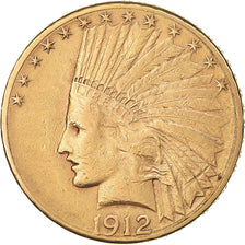 Moneta, USA, Indian Head, $10, Eagle, 1912, U.S. Mint, San Francisco, EF(40-45)