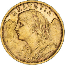 Moeda, Suíça, 20 Francs, 1902, Bern, MS(60-62), Dourado, KM:35.1