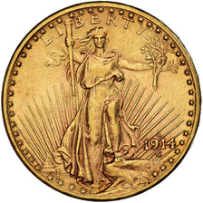 Coin, United States, Saint-Gaudens, $20, Double Eagle, 1914, U.S. Mint, Denver