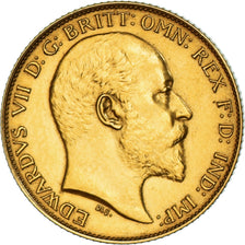 Münze, Großbritannien, Edward VII, 1/2 Sovereign, 1902, SS+, Gold, KM:804