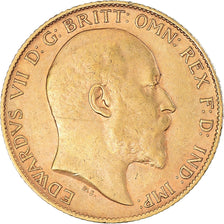 Moeda, Grã-Bretanha, Edward VII, 1/2 Sovereign, 1910, AU(50-53), Dourado