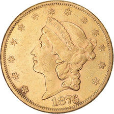 Moneda, Estados Unidos, $20, Double Eagle, 1876, San Francisco, MBC, Oro