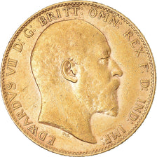 Moneta, Wielka Brytania, Edward VII, Sovereign, 1904, AU(50-53), Złoto, KM:805