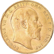 Moeda, Grã-Bretanha, Edward VII, Sovereign, 1907, AU(55-58), Dourado, KM:805