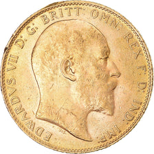 Moneta, Wielka Brytania, Edward VII, Sovereign, 1907, AU(55-58), Złoto, KM:805