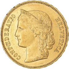 Moneta, Szwajcaria, 20 Francs, 1896, Bern, EF(40-45), Złoto, KM:31.3