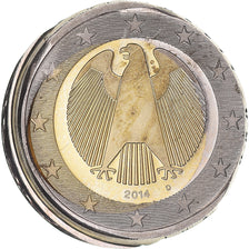 Deutschland, 2 Euro, 2014, Munich, error off center strike, STGL, Bi-Metallic