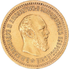 Moneda, Rusia, Alexander III, 5 Roubles, 1889, St. Petersburg, EBC, Oro, KM:42