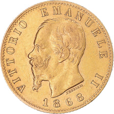 Coin, Italy, Vittorio Emanuele II, 20 Lire, 1868, Torino, AU(50-53), Gold