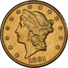 Moeda, Estados Unidos da América, $20, Double Eagle, 1881, San Francisco