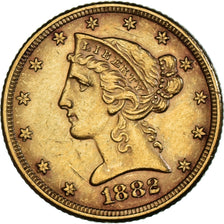 Munten, Verenigde Staten, Coronet Head, $5, Half Eagle, 1882, U.S. Mint