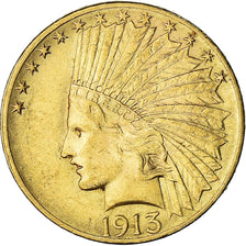 Moneta, Stati Uniti, Indian Head, $10, Eagle, 1913, Philadelphia, BB+, Oro