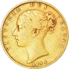 Moneda, Gran Bretaña, Victoria, Sovereign, 1844, BC+, Oro, KM:736.1