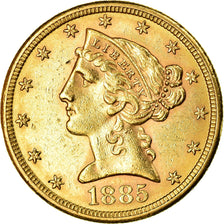 Monnaie, États-Unis, Coronet Head, $5, Half Eagle, 1885, U.S. Mint, San