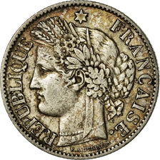 Moneda, Francia, Cérès, 2 Francs, 1887, Paris, MBC+, Plata, KM:817.1