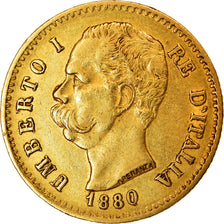 Moneta, Italia, Umberto I, 20 Lire, 1880, Rome, BB+, Oro, KM:21