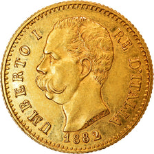 Moeda, Itália, Umberto I, 20 Lire, 1882, Rome, MS(63), Dourado, KM:21