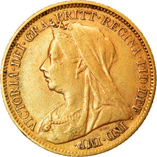 Moneda, Gran Bretaña, Victoria, 1/2 Sovereign, 1899, MBC, Oro, KM:784