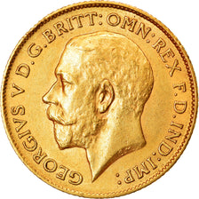 Moneda, Gran Bretaña, George V, 1/2 Sovereign, 1911, EBC+, Oro, KM:819